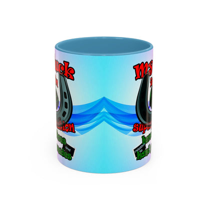 my luck - Accent Mug (light blue-pink wave)