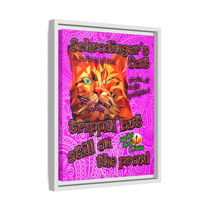 schrodinger's cat - framed canvas art (pink swirl)