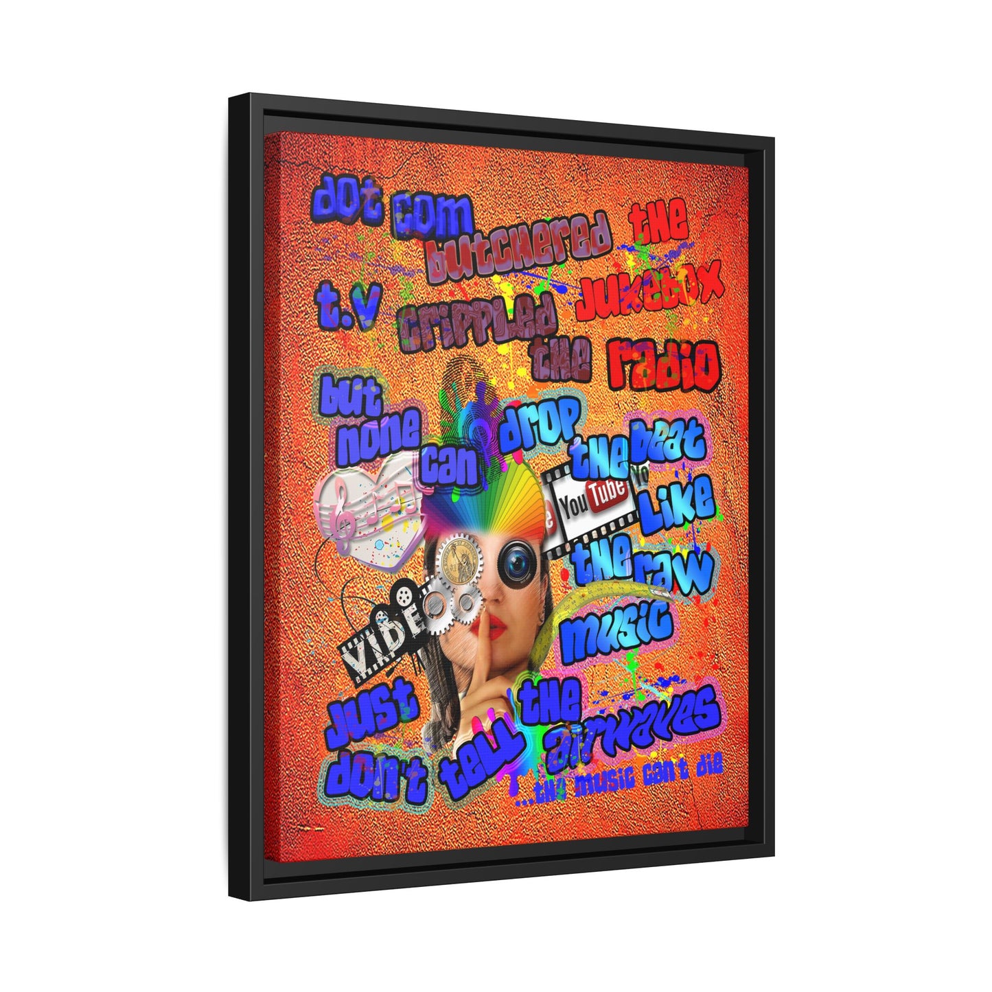 drop the beat - framed canvas art (burnt orange)