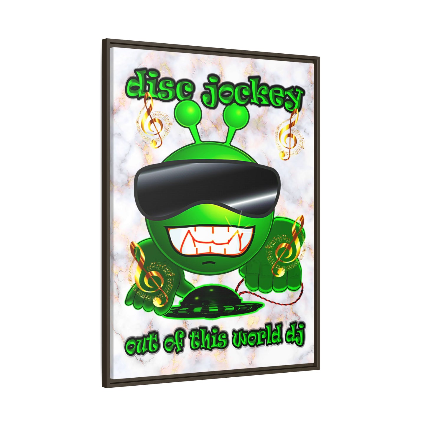 disc jockey - framed canvas art (white marble)