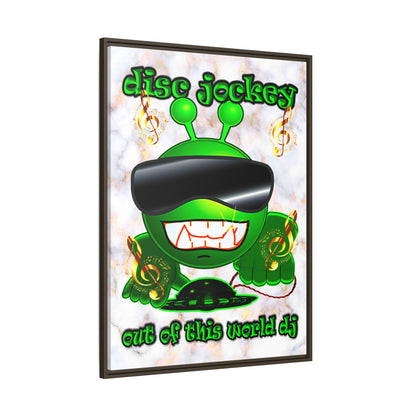 disc jockey - framed canvas art (white marble)