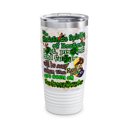 christmas spirits of boston - Ringneck Tumbler, 20oz (white marble)