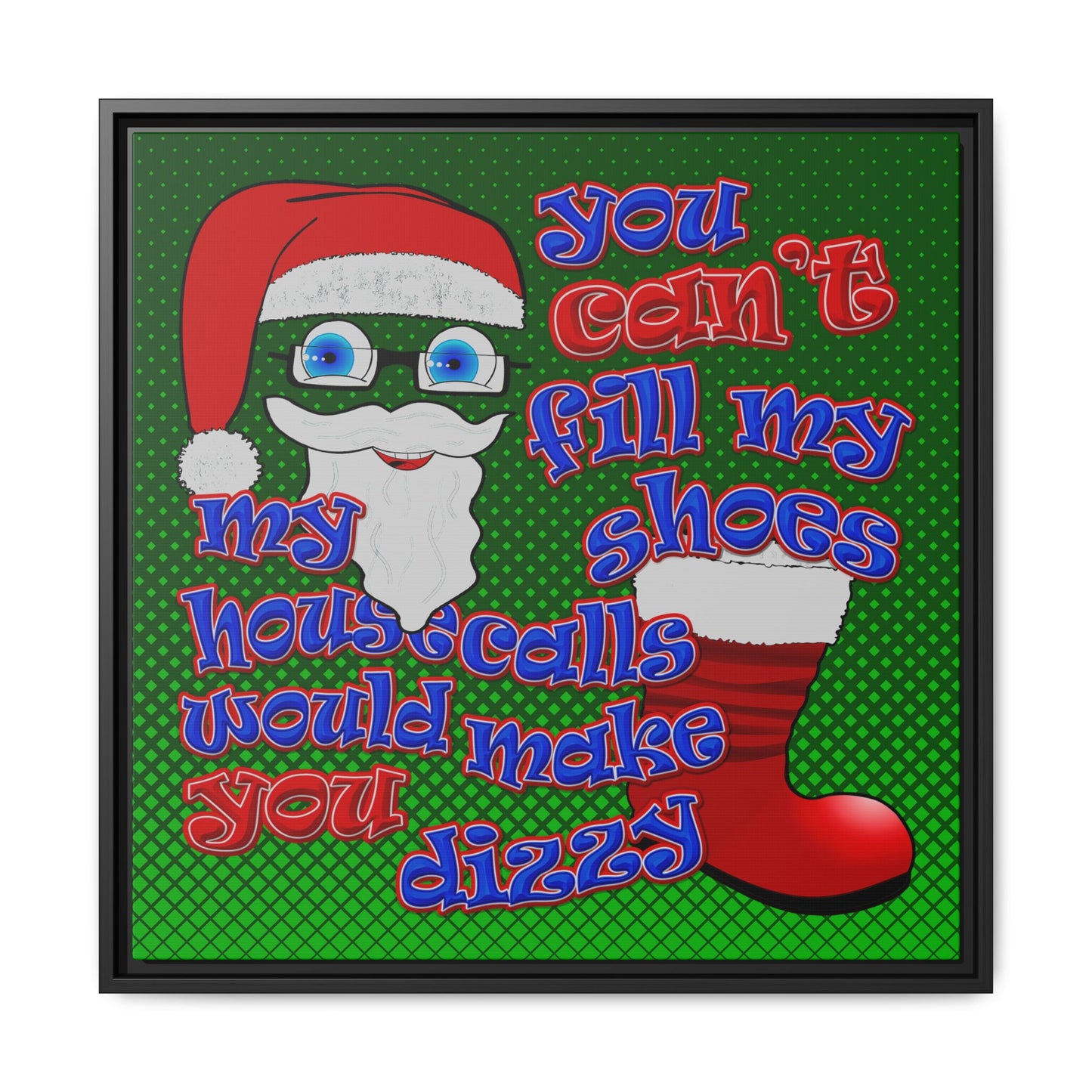 santa's shoes - framed canvas art (logo green)