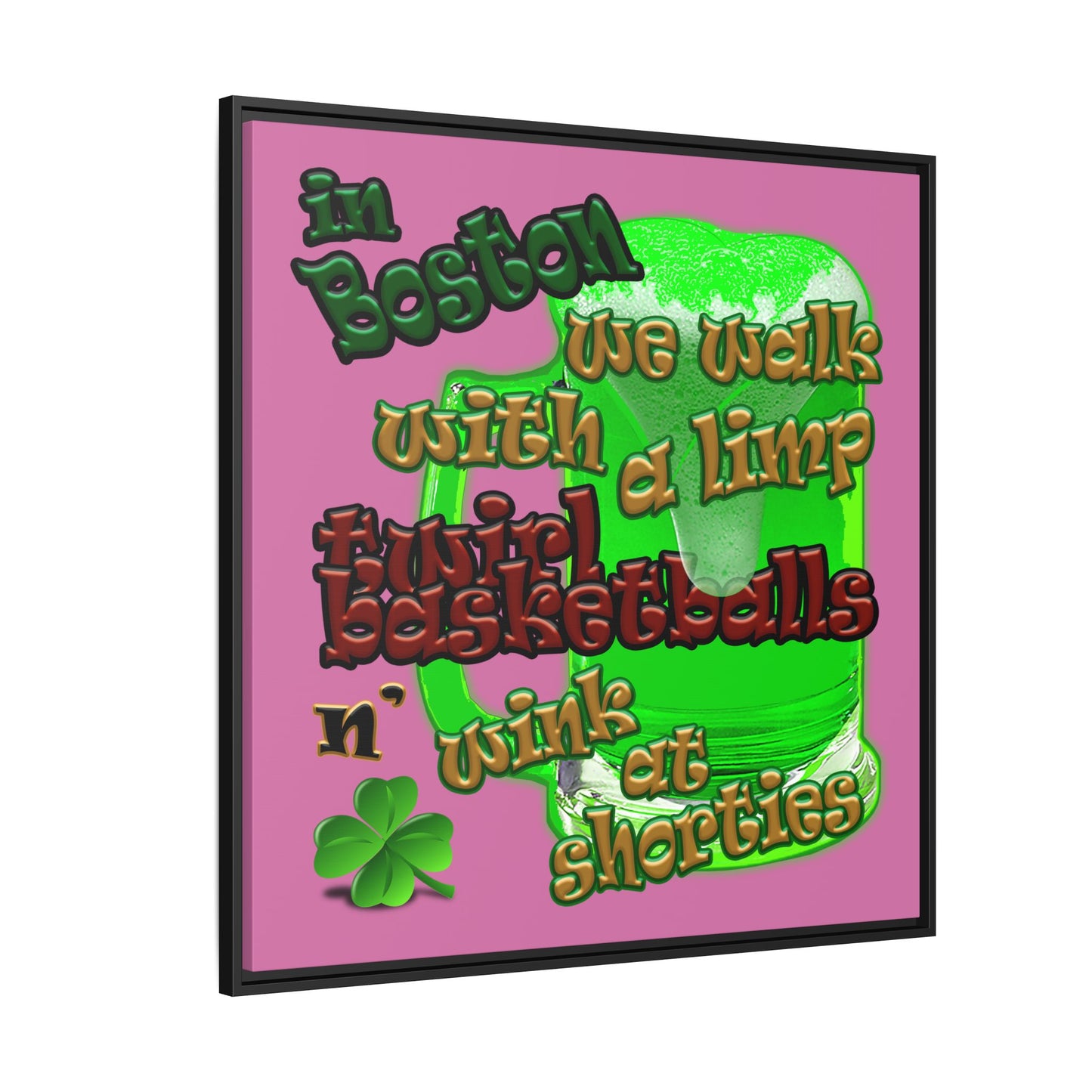 celtics logo - framed canvas art (light pink)
