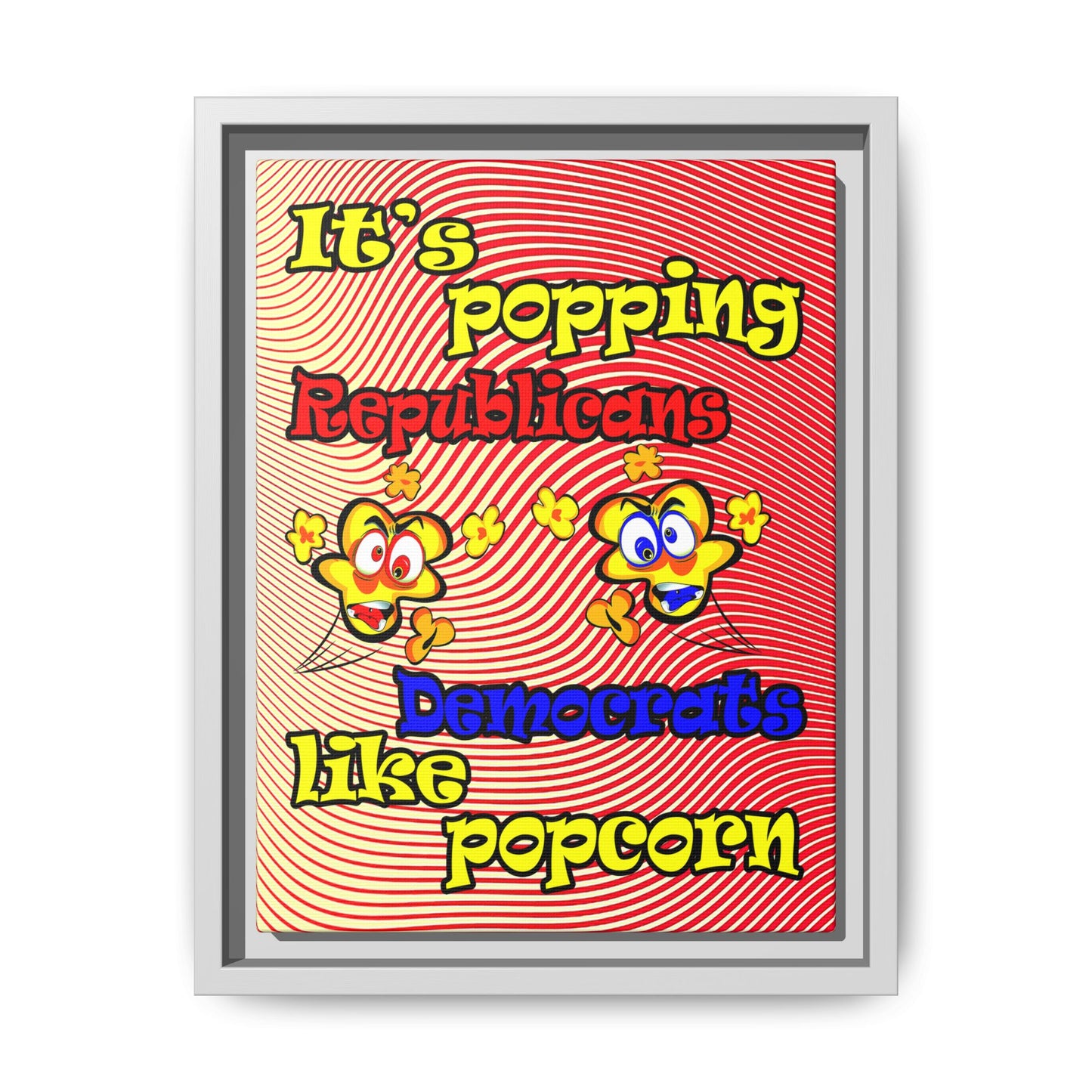 popping like popcorn - framed canvas art (yellow-orange wave)