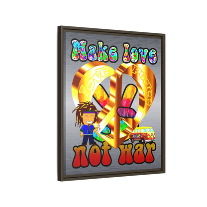 love peace - framed canvas art (brushed nickel)
