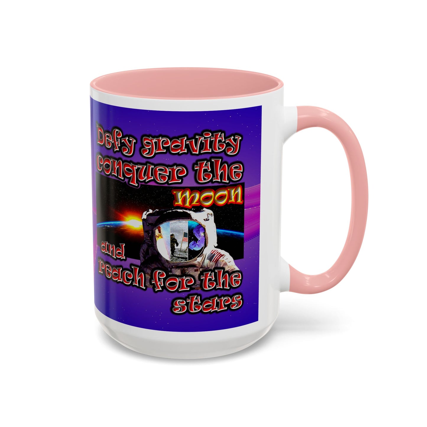 defy conquer reach - Accent Mug (purple-pink wave)