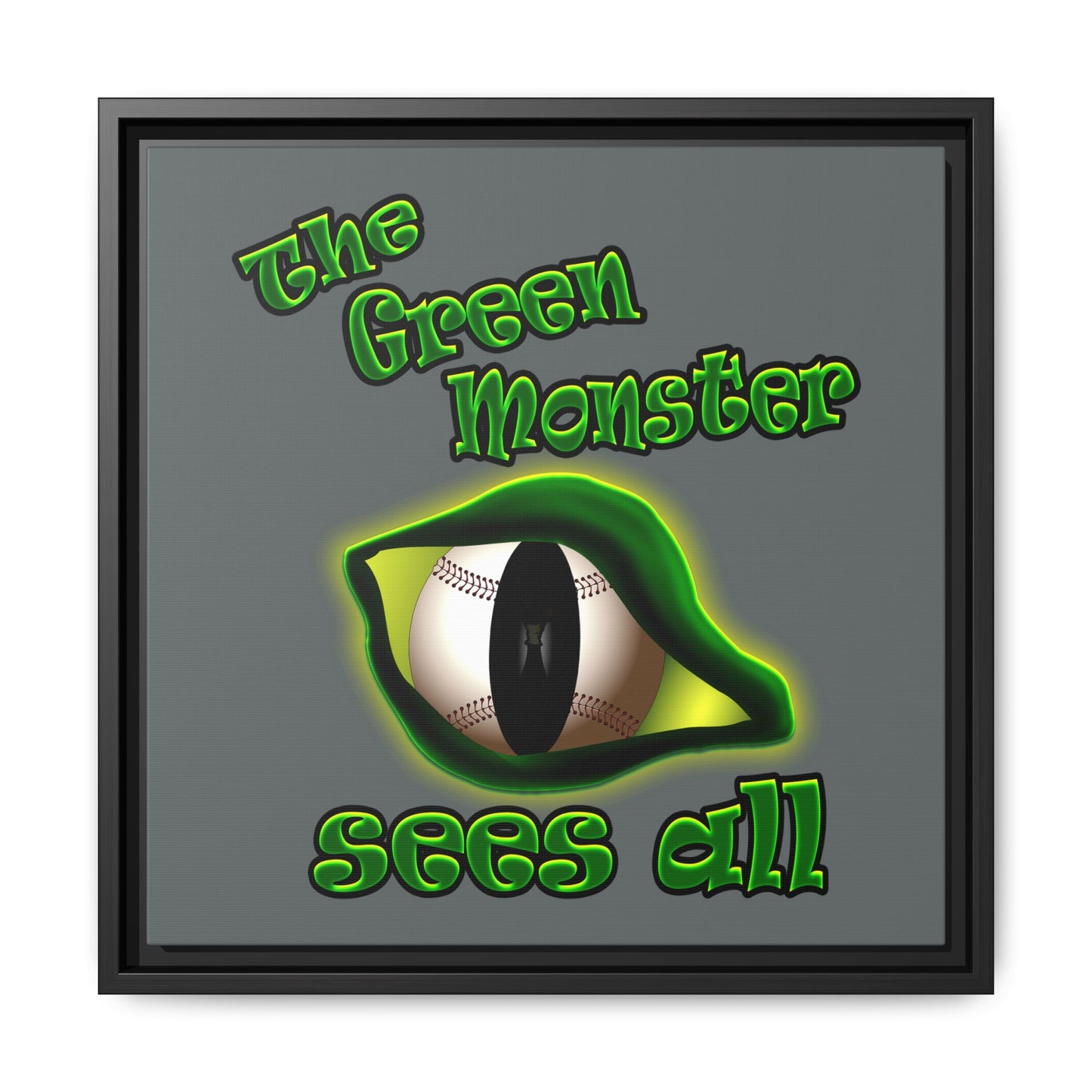 green monster - framed canvas art (dark grey)