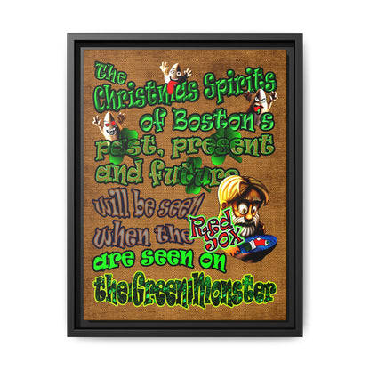 christmas spirits of boston - framed canvas art (brown papyrus)