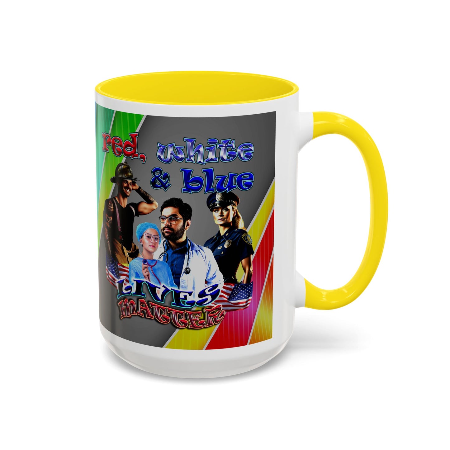rw&b lives matter - Accent Mug (rainbow split)