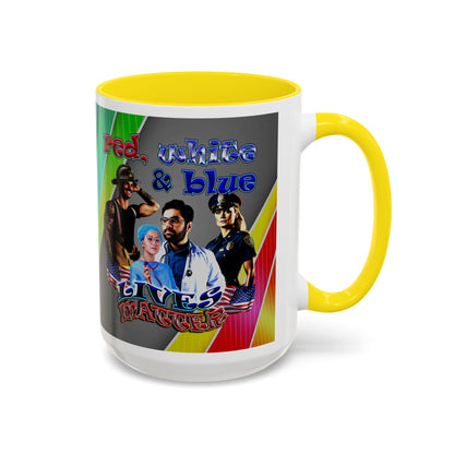 rw&b lives matter - Accent Mug (rainbow split)