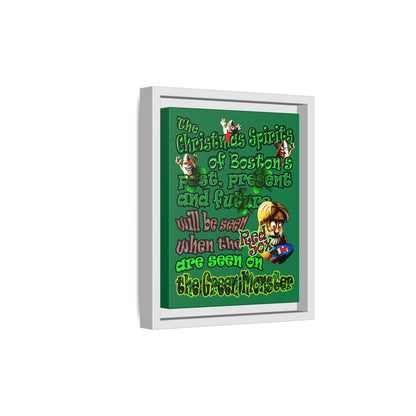 christmas spirits of boston - framed canvas art (dark green)
