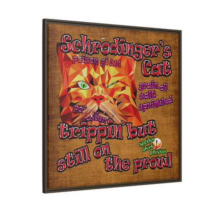 schrodinger's cat - framed canvas art (brown papyrus)