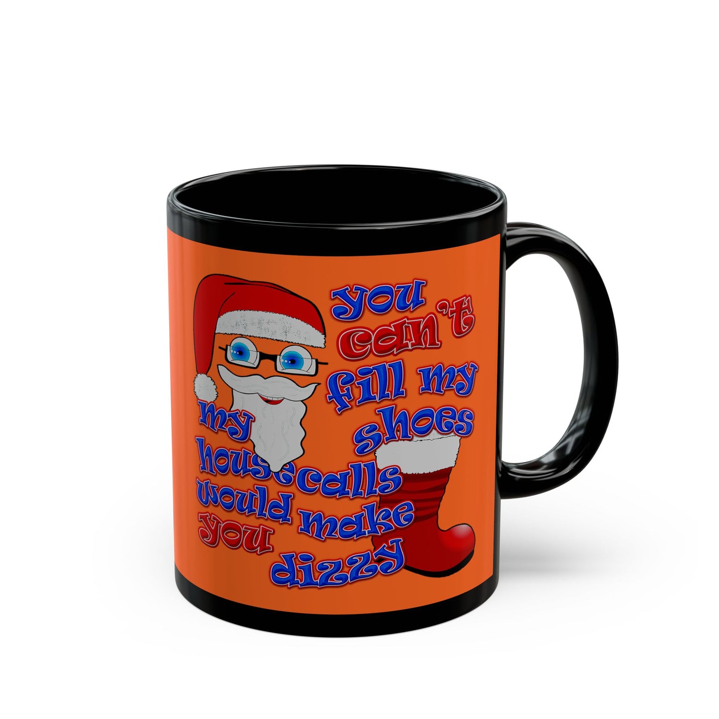 santa's shoes - Black Mug (orange)