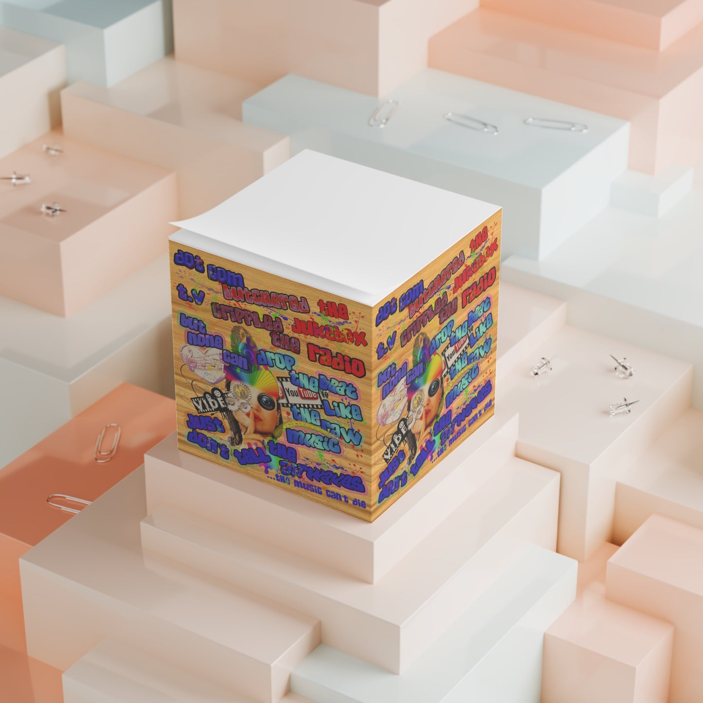 drop the beat - note cube (butterscotch wood finish)
