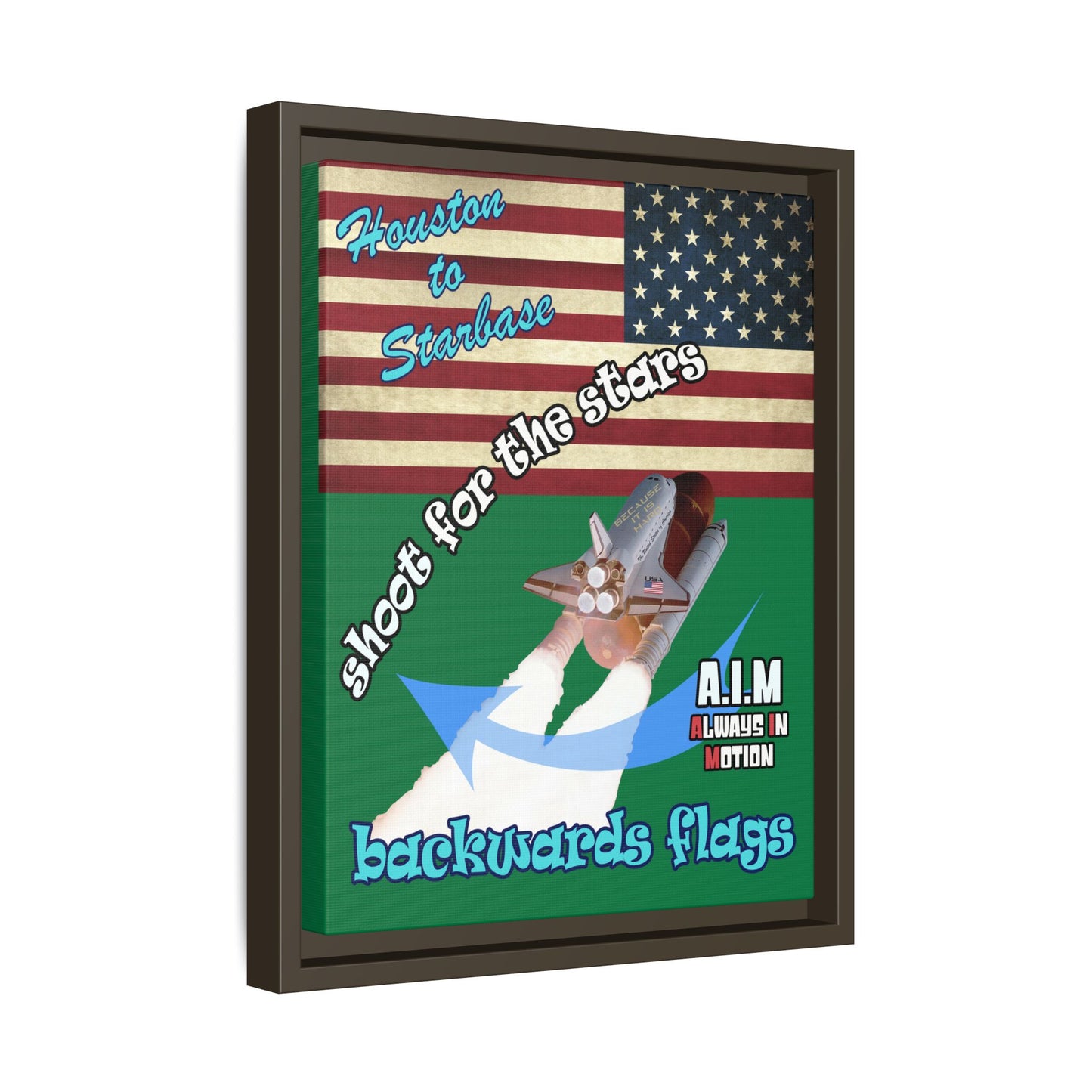 shoot for the stars - framed canvas art (dark green)