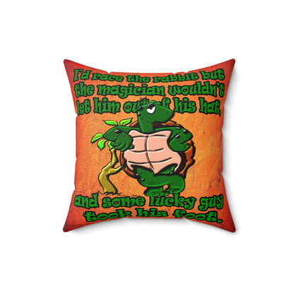 turtle race - Spun Polyester Square Pillow - (burnt orange)