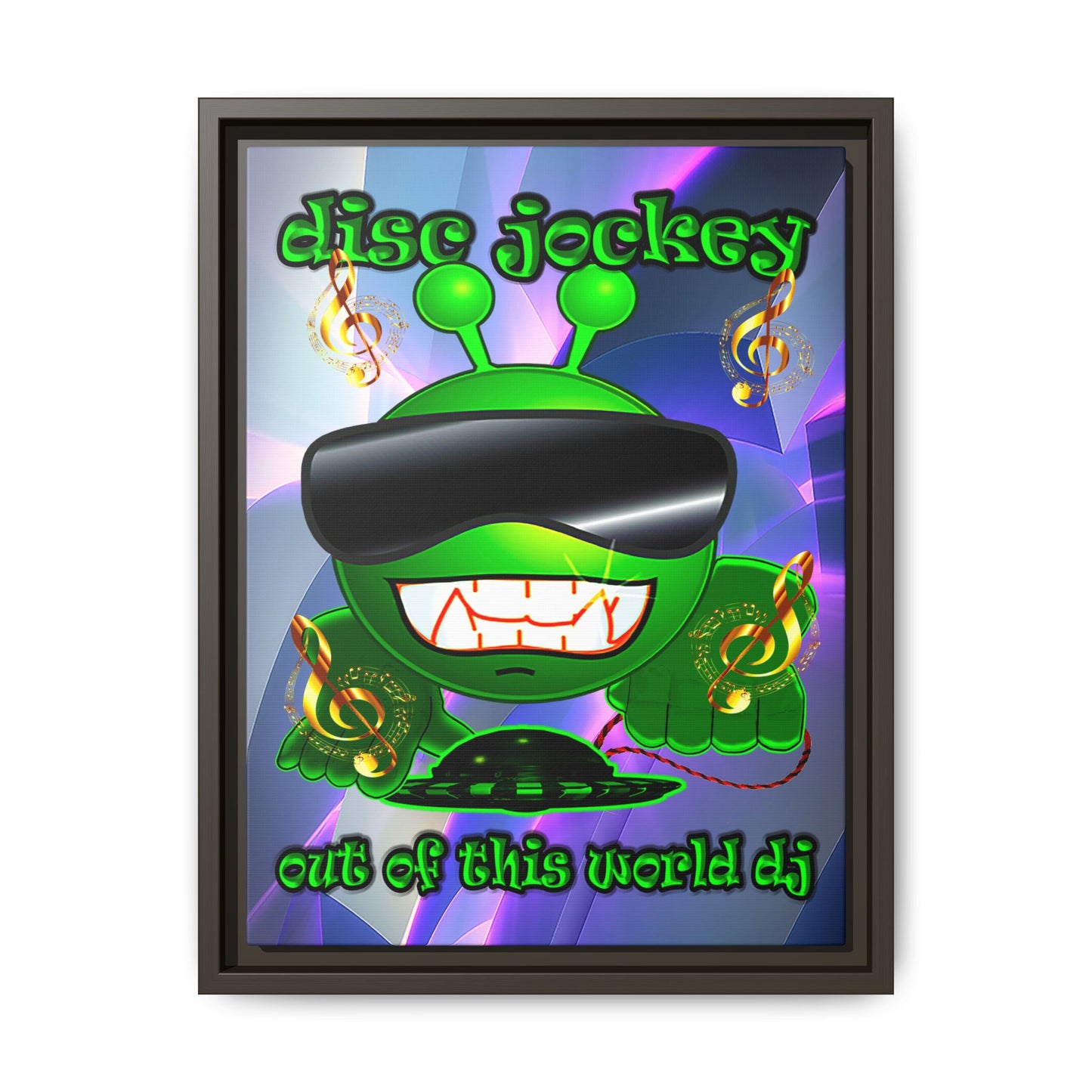 disc jockey - framed canvas art (grey-pink wave)