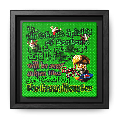 christmas spirits of boston - framed canvas art (logo green)