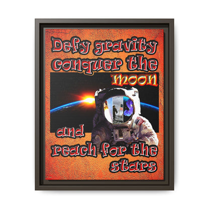 defy conquer reach - framed canvas art (burnt orange)