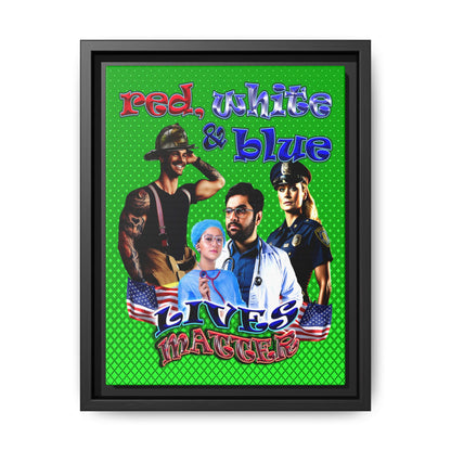 rw&b lives matter - framed canvas art (logo green)