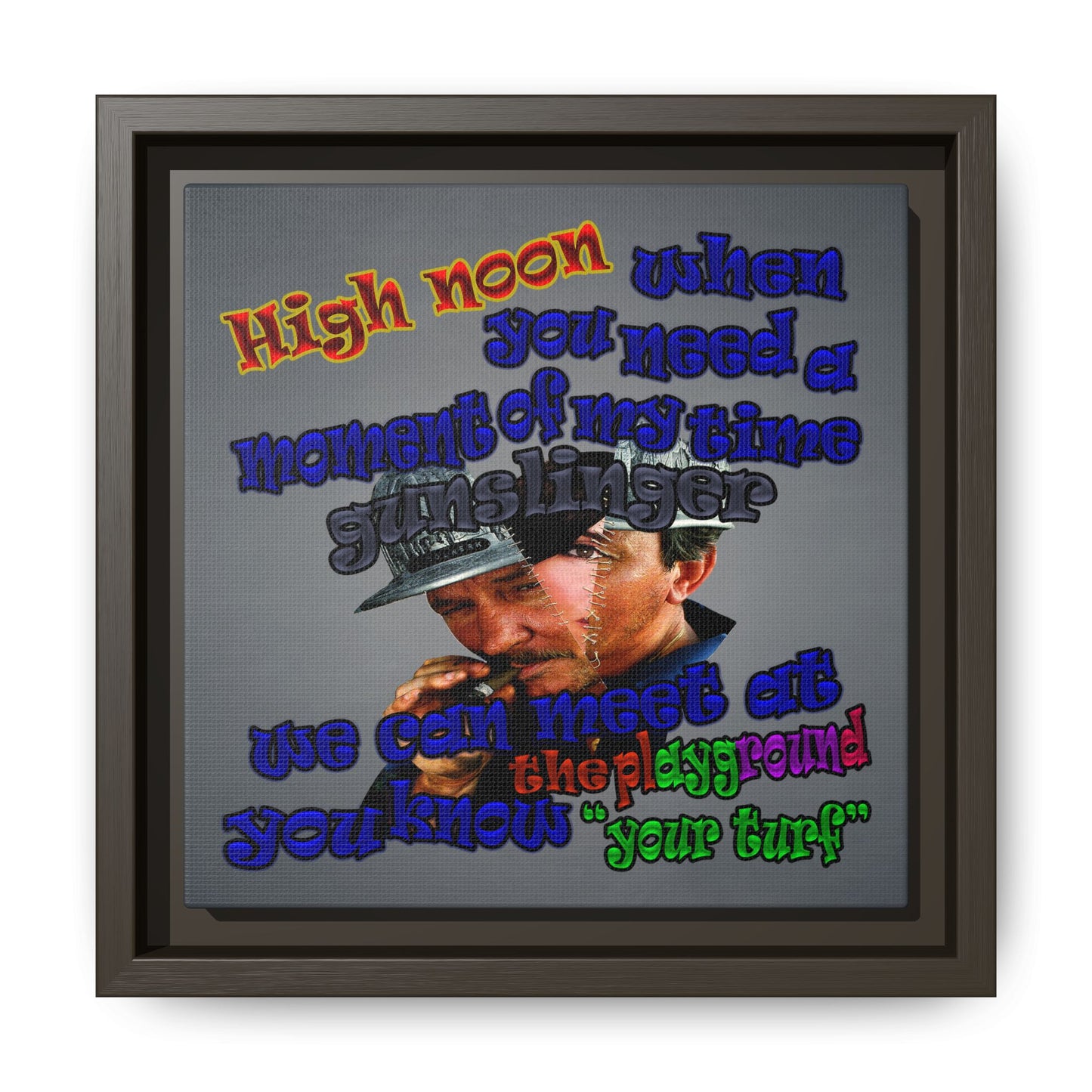 high noon - framed canvas art (grey-light grey)
