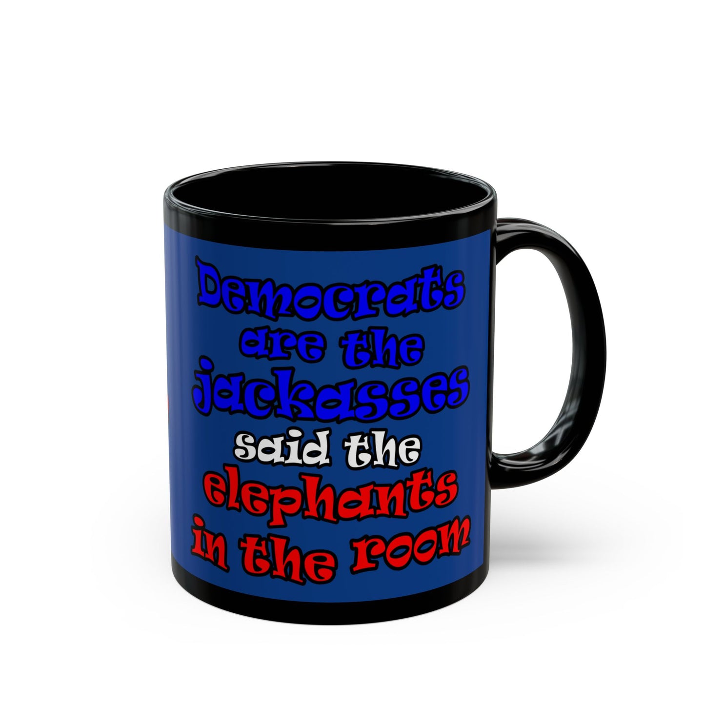 donkeys and elephants - Black Mug (dark blue)