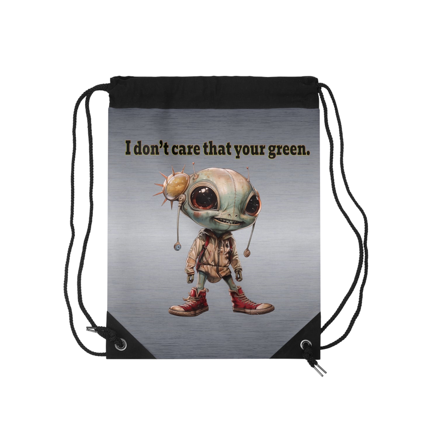 I don't care that your grey - Drawstring Bag (brushed nickel)