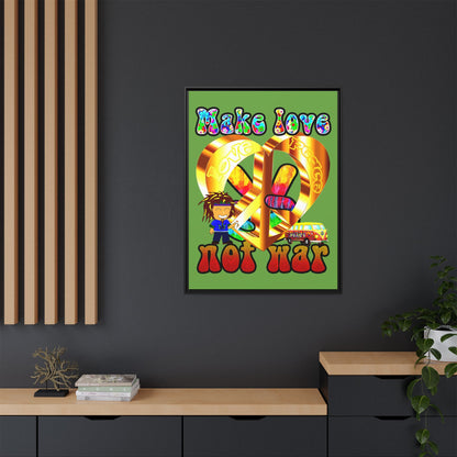 love peace - framed canvas art (green)