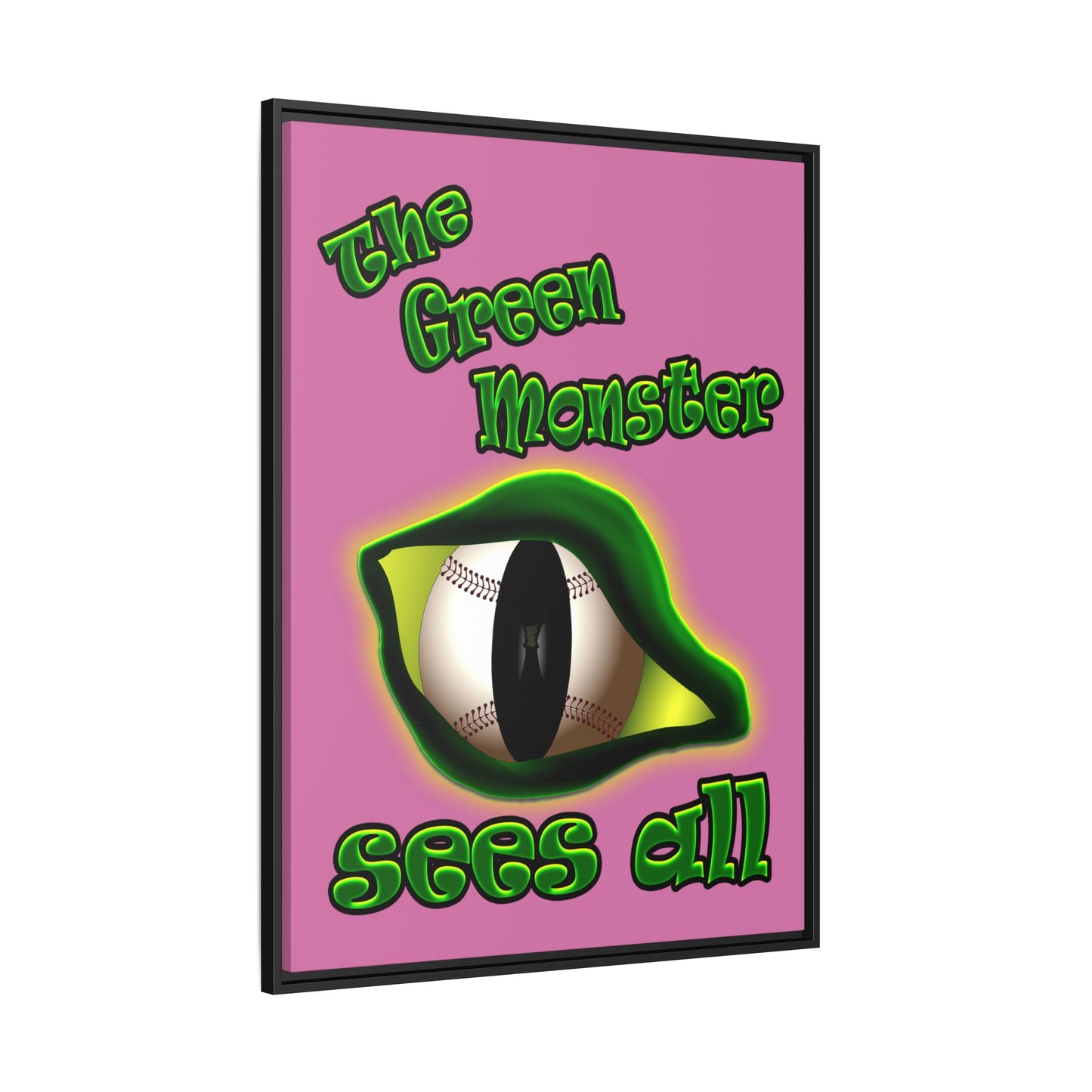 green monster - framed canvas art (light pink)