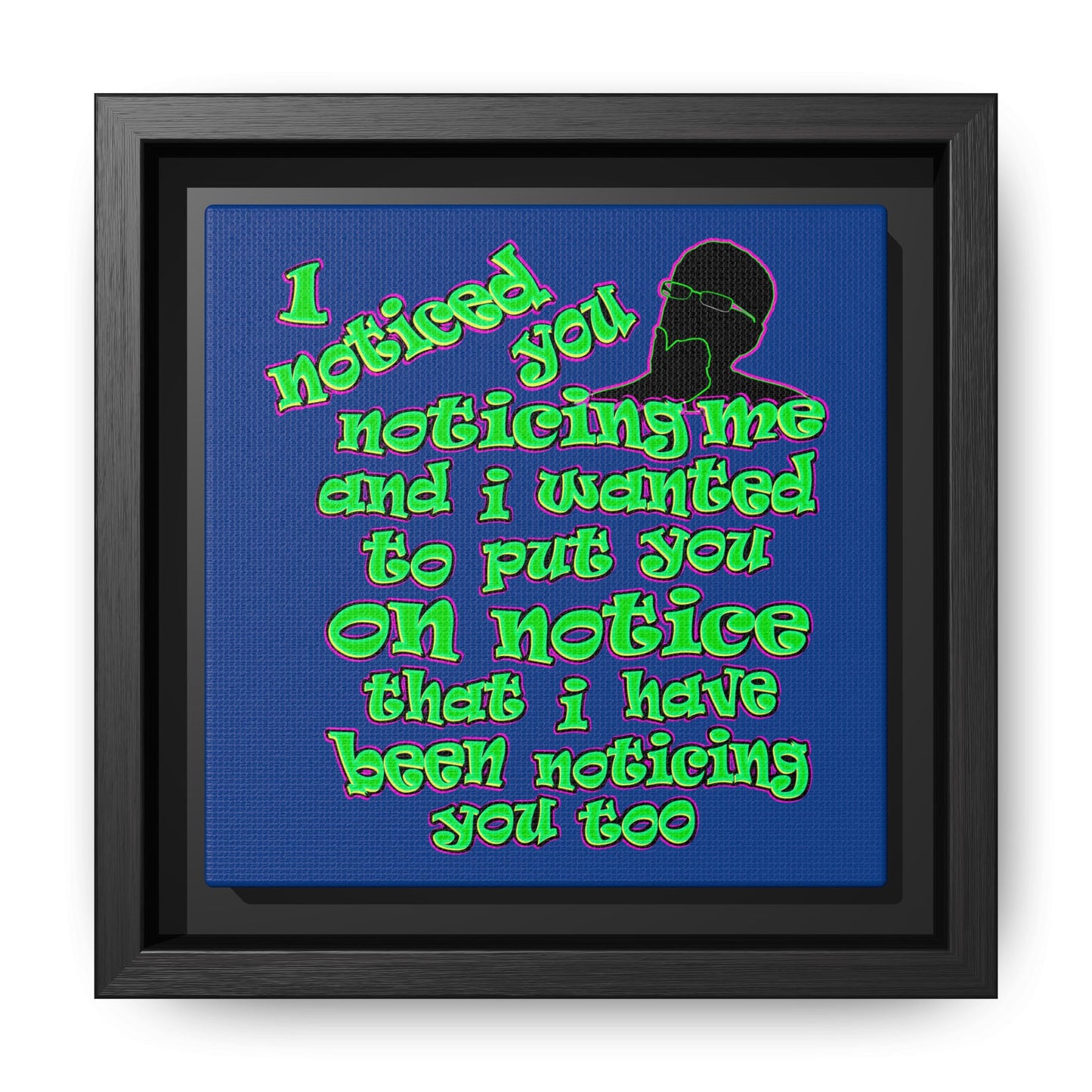 noticed you noticing - framed canvas art (dark blue)