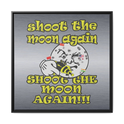shoot the moon again - framed canvas art (brushed nickel)