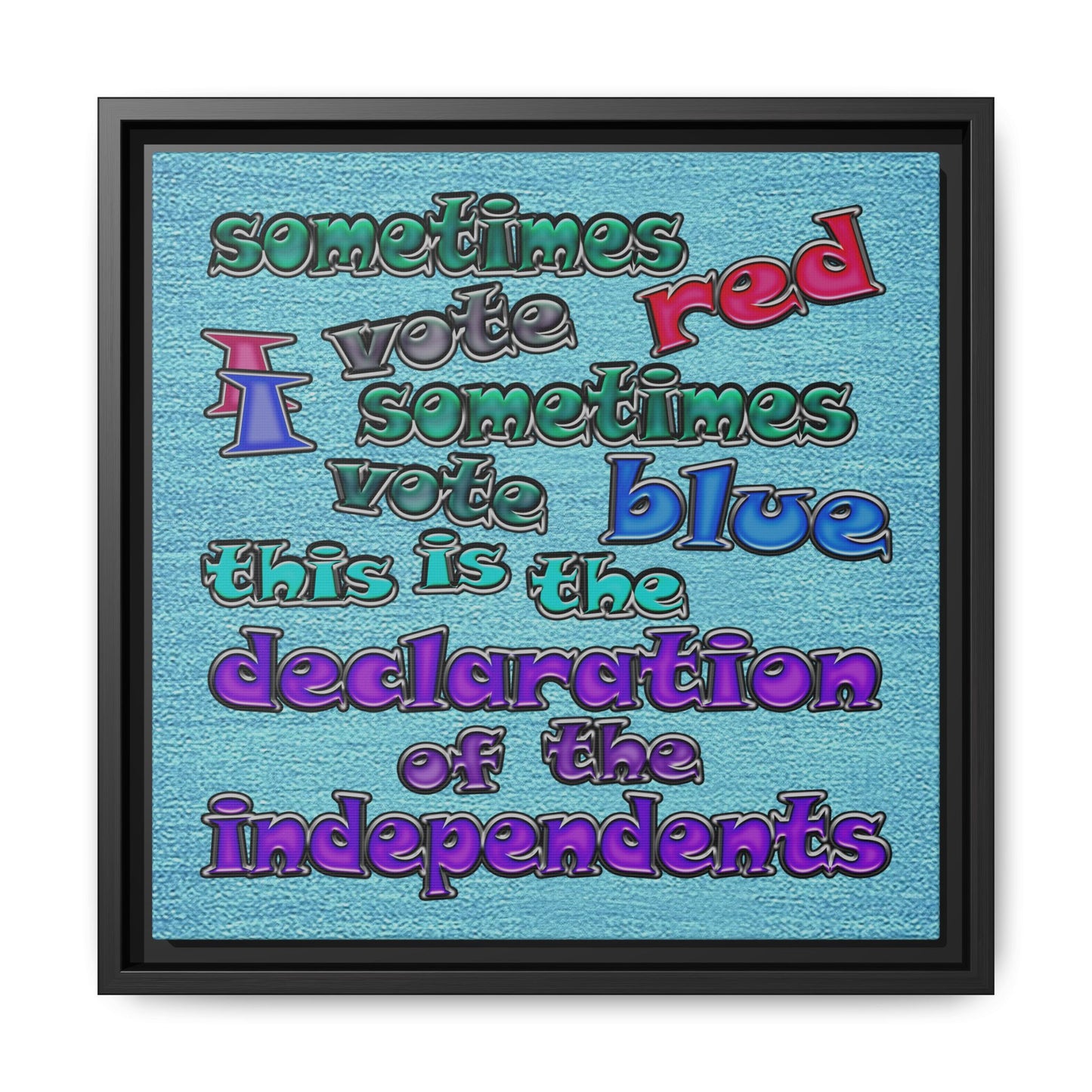 declaration of the independents - framed canvas art (faded blue)