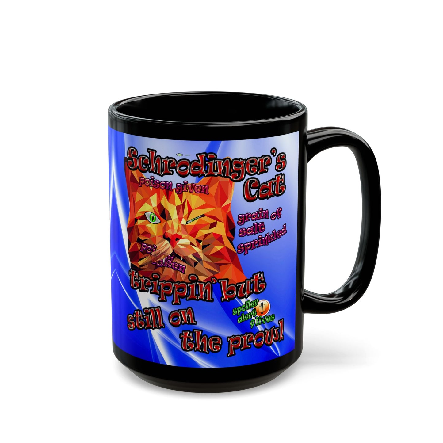 schrodinger's cat - Black Mug (blue-white wave)