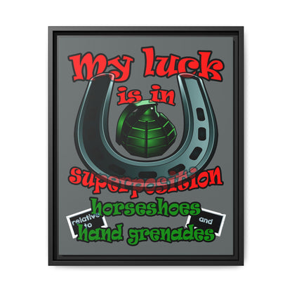 my luck - framed canvas art (dark grey)