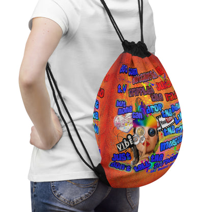 drop the beat - Drawstring Bag (burnt orange)