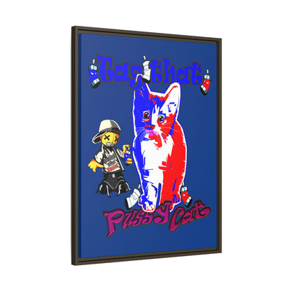 tag that - framed canvas art (dark blue)