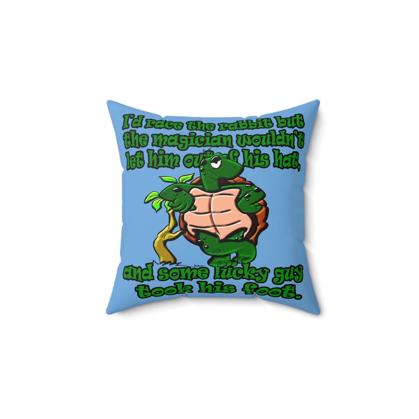 turtle race - Faux Suede Square Pillow - (light blue)