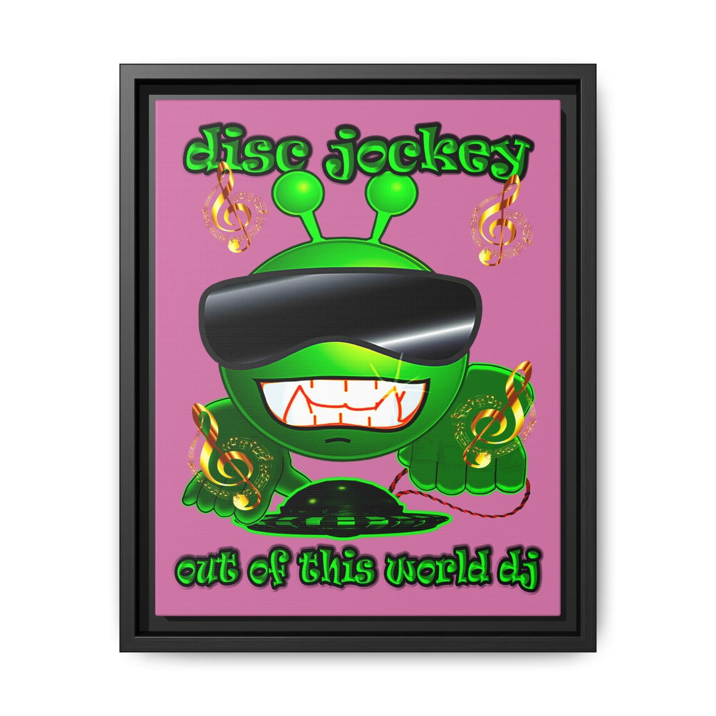 disc jockey - framed canvas art (light pink)