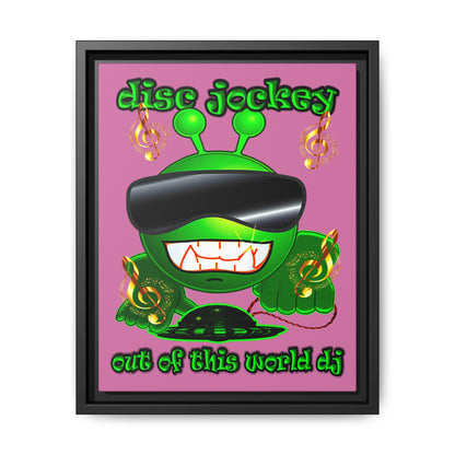 disc jockey - framed canvas art (light pink)