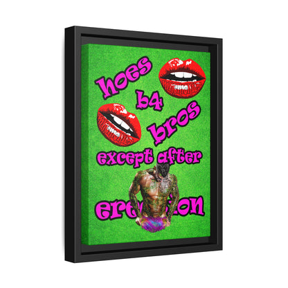 hoes b4 bros - framed canvas art (green turf)