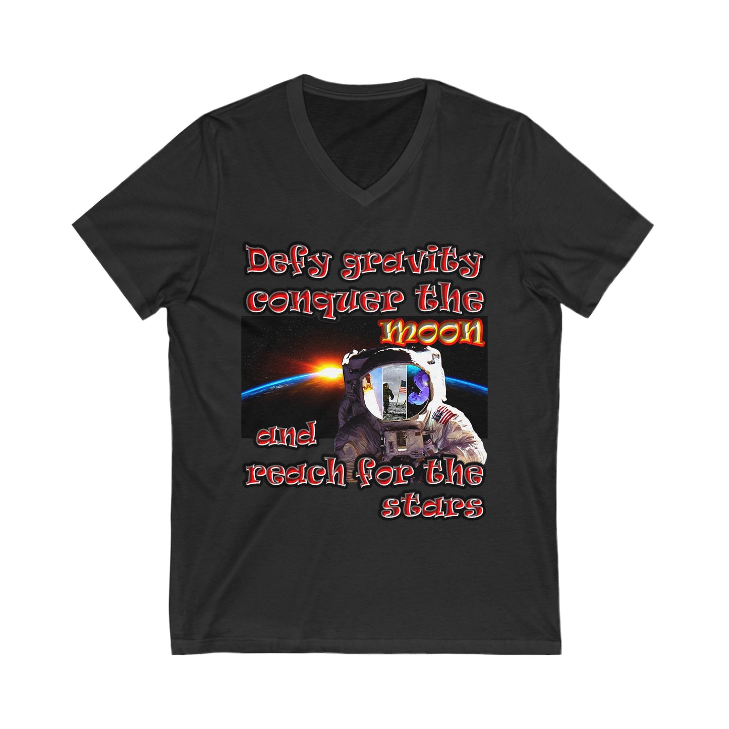 defy conquer reach - Unisex Jersey Short Sleeve V-Neck Tee