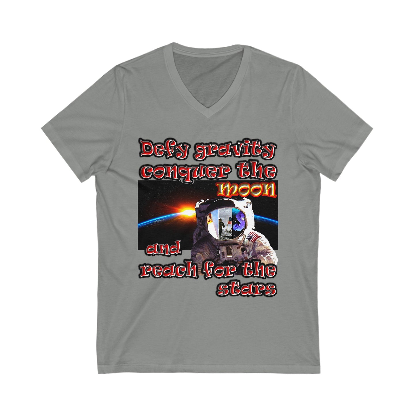 defy conquer reach - Unisex Jersey Short Sleeve V-Neck Tee