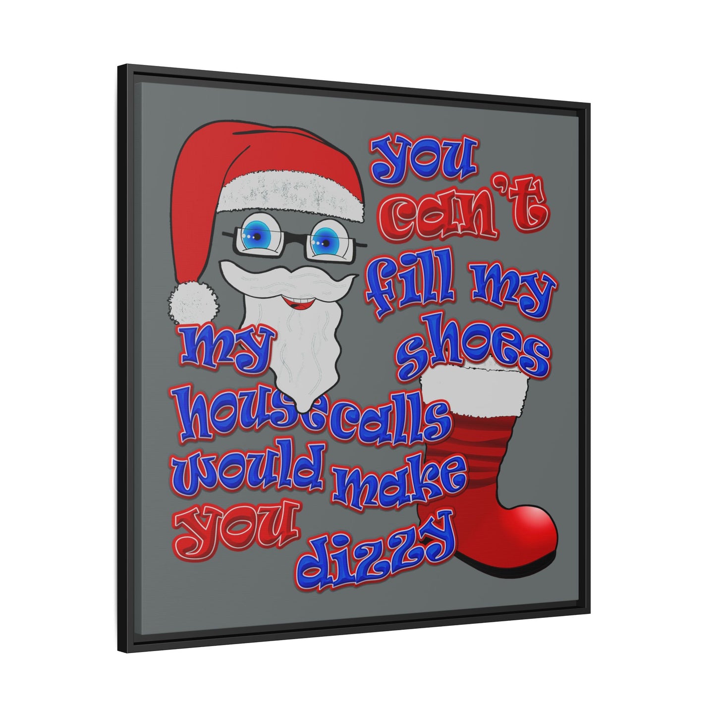 santa's shoes - framed canvas art (dark grey)