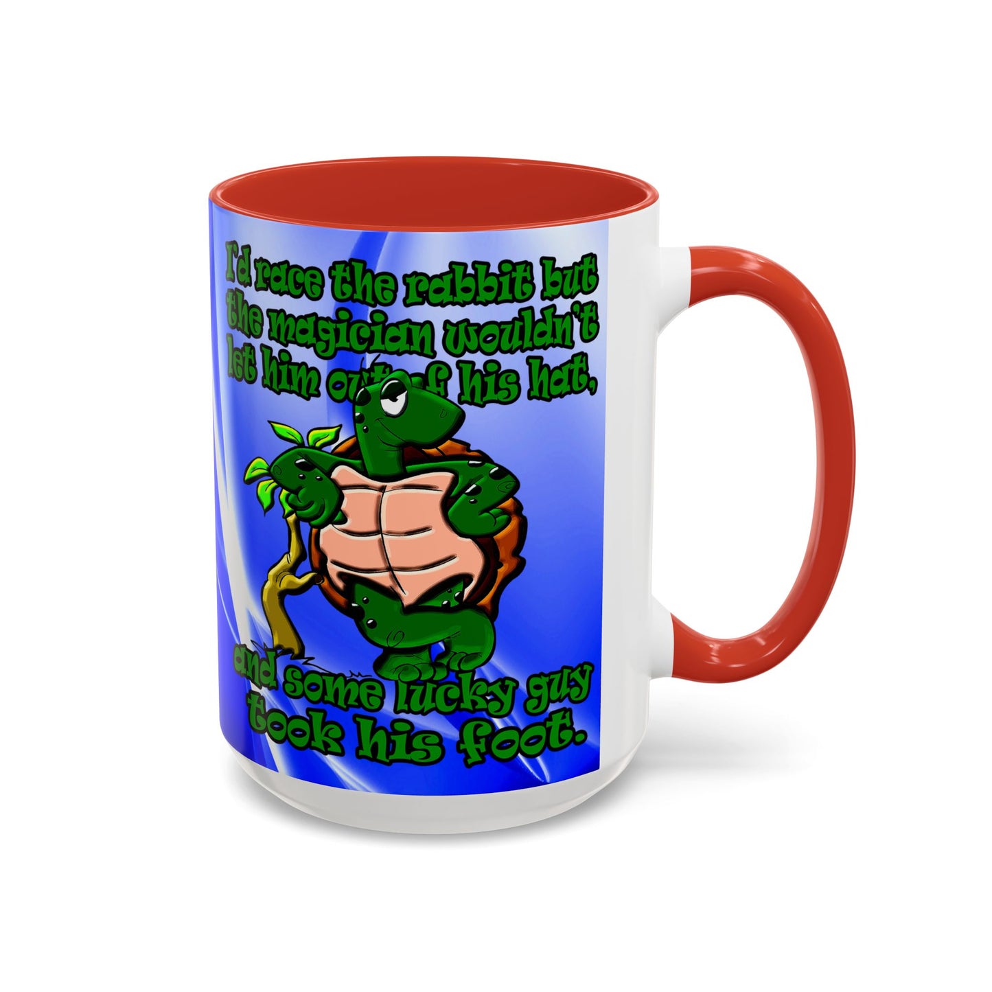 turtle race - Accent Mug (blue-white wave)