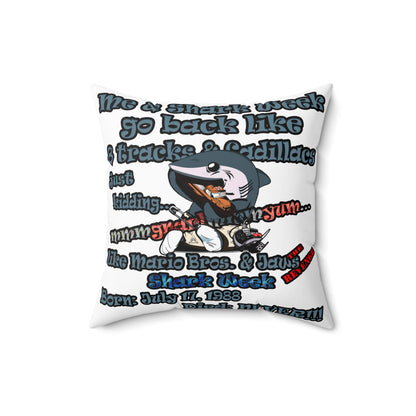 shark week - Spun Polyester Square Pillow - (white)