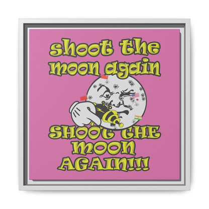 shoot the moon again - framed canvas art (light pink)