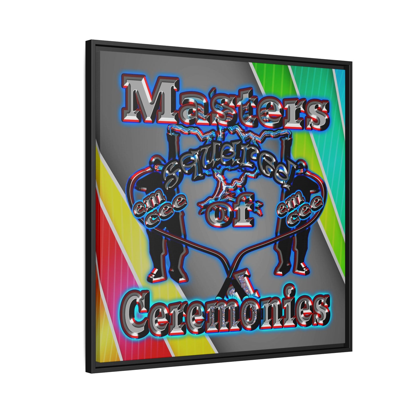 em cee squared - framed canvas art (rainbow split)