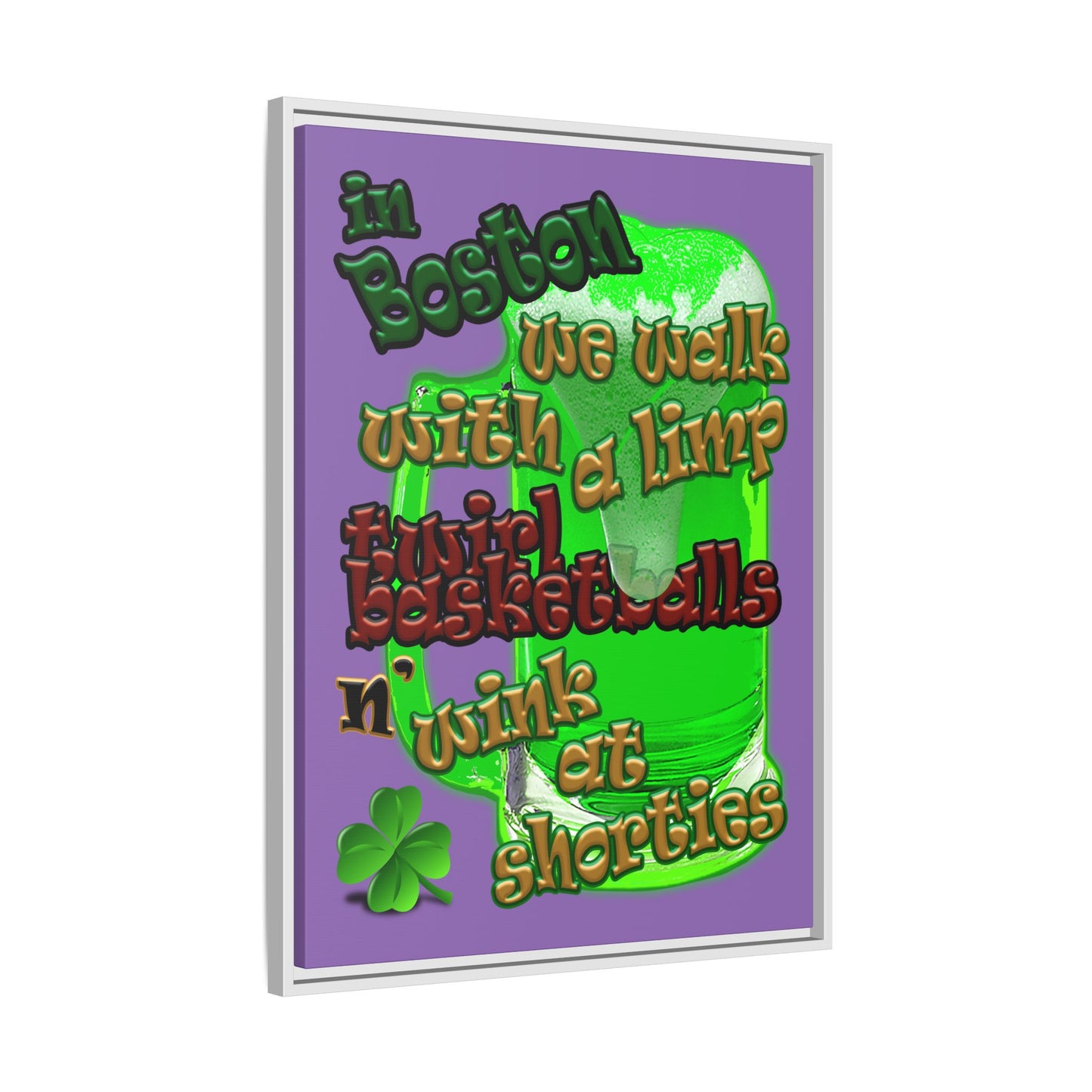celtics logo - framed canvas art (light purple)