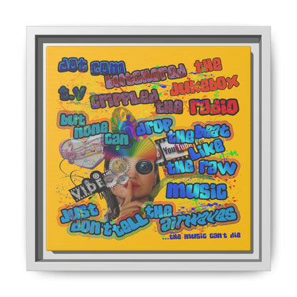 drop the beat - framed canvas art (yellow)